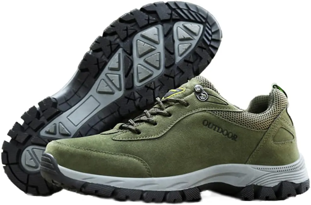 AngryMonkey Mens Suede Hiking Shoes Waterproof Platform Lace Up Slip On Autumn&Winter with Arch Support Ankle Plus Size Outdoor Sneakers