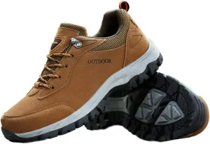 AngryMonkey Mens Suede Hiking Shoes Waterproof Platform Lace Up Slip On Autumn&Winter with Arch Support Ankle Plus Size Outdoor Sneakers