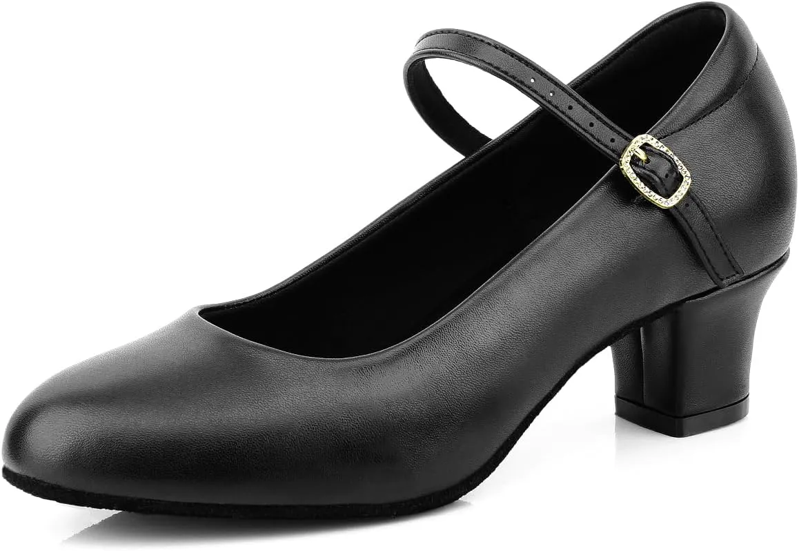 Ankle Strap Salsa Dance Heels Dress Pumps Womens Character Shoes