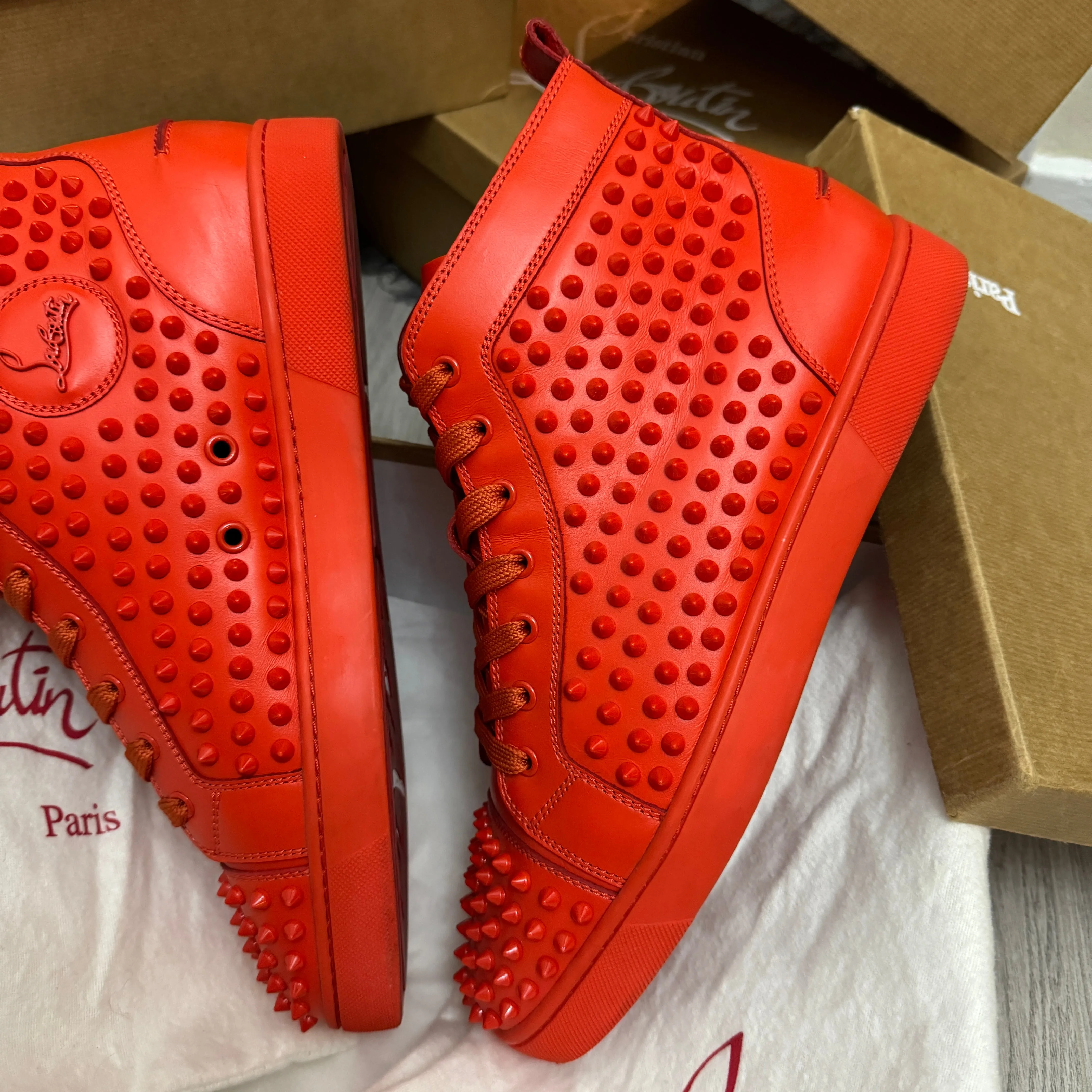 Authentic Christian Louboutin Capucine Leather Spikes Sneakers 10UK 44 10 11US