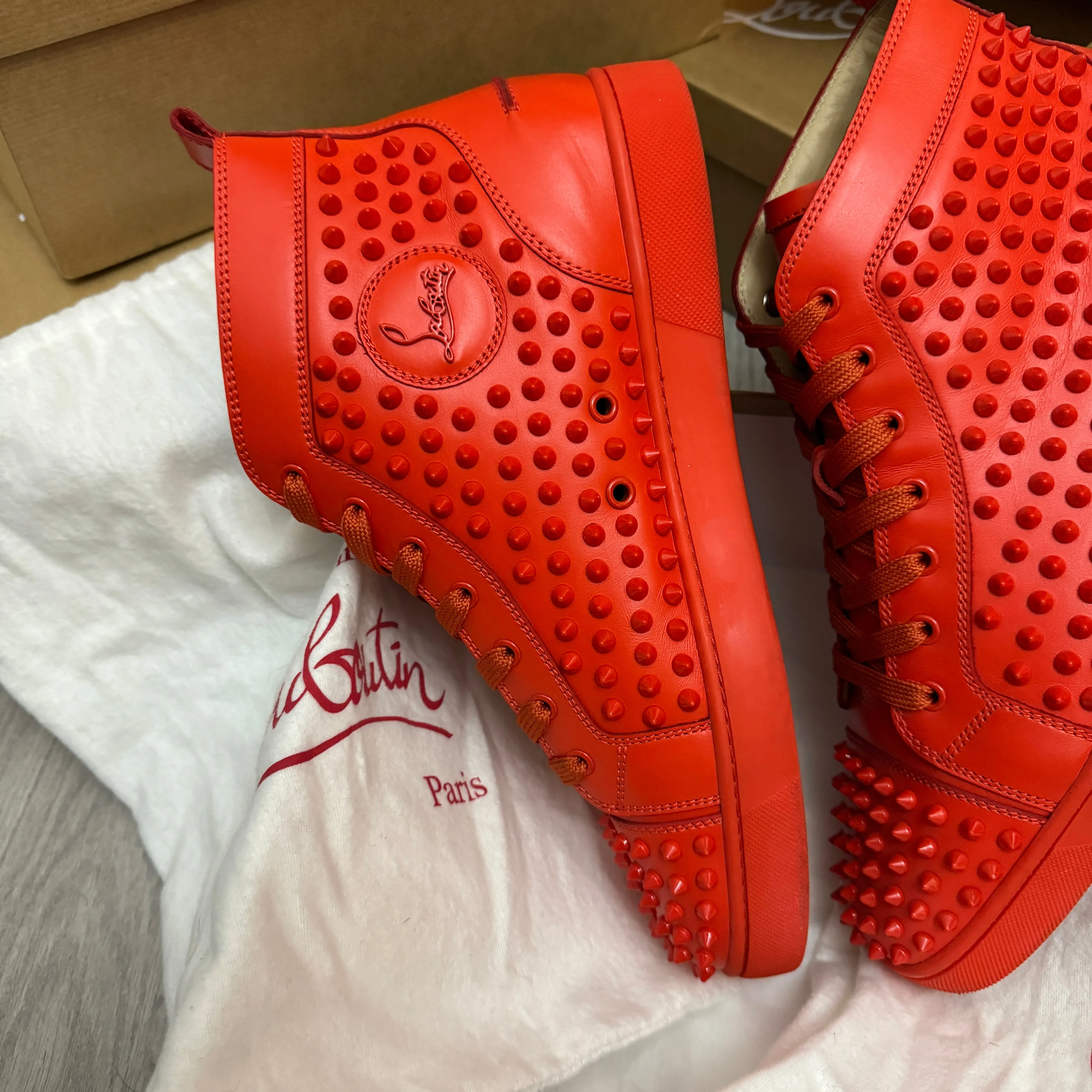 Authentic Christian Louboutin Capucine Leather Spikes Sneakers 10UK 44 10 11US