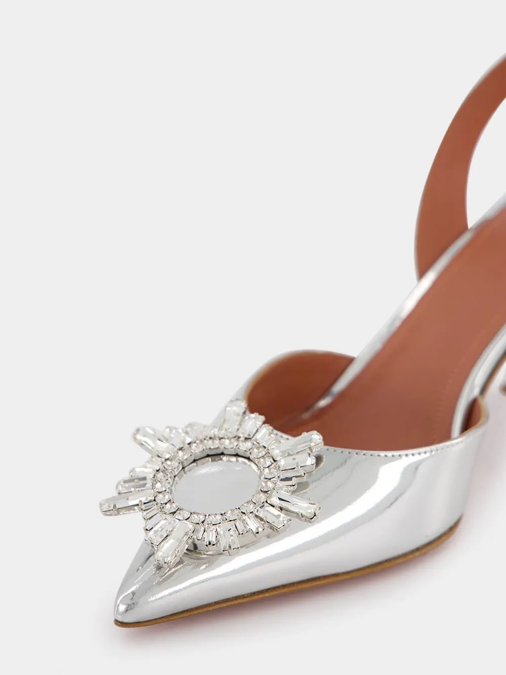 Begum Silver Mirror Slingbacks