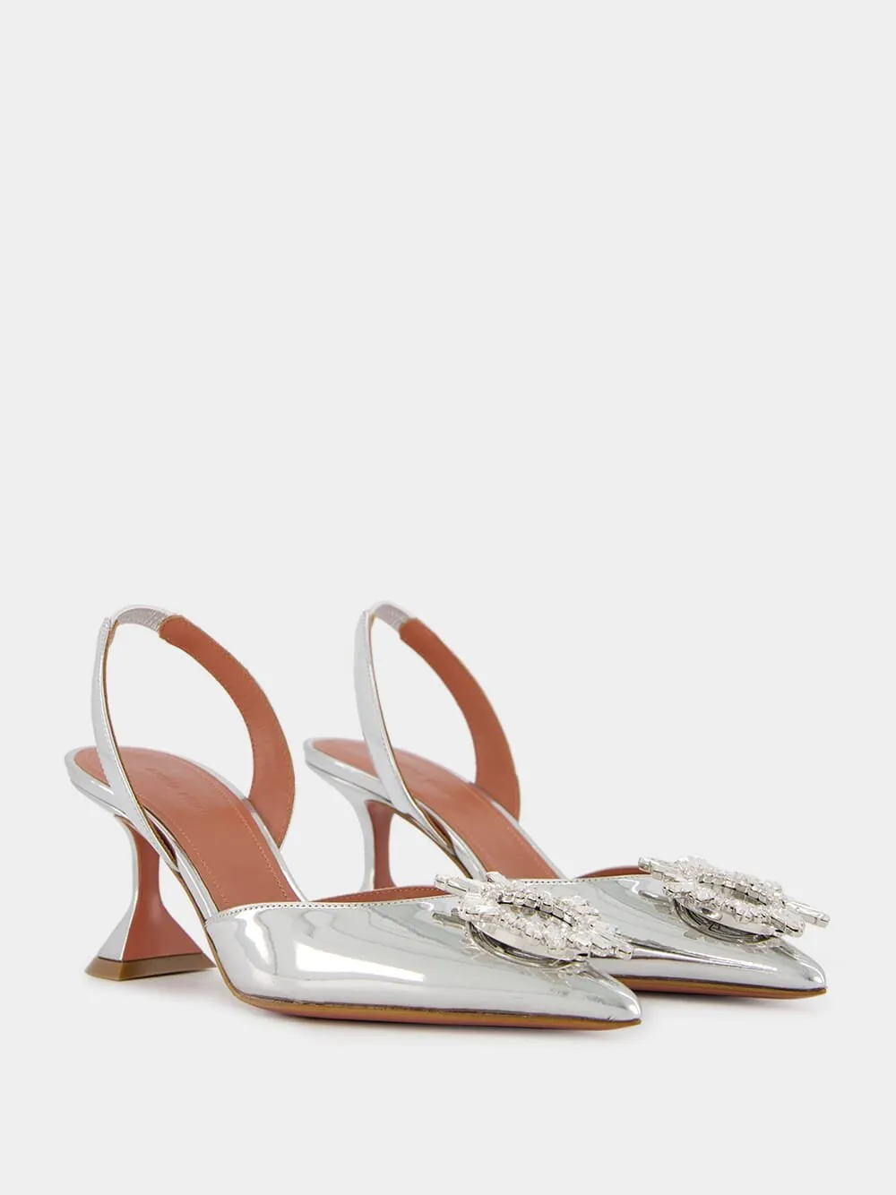 Begum Silver Mirror Slingbacks