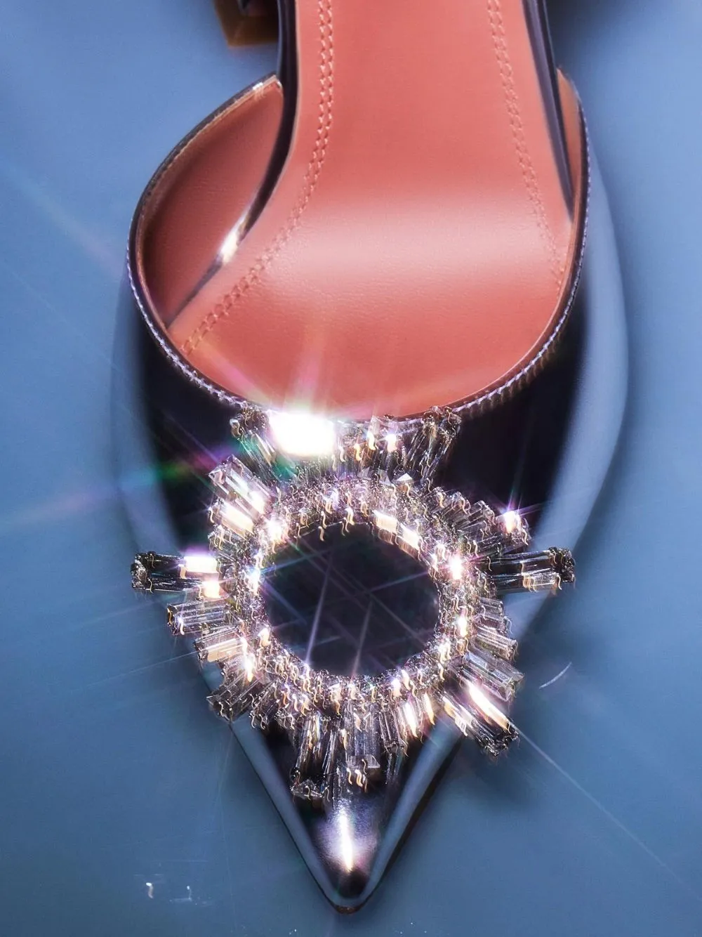 Begum Silver Mirror Slingbacks