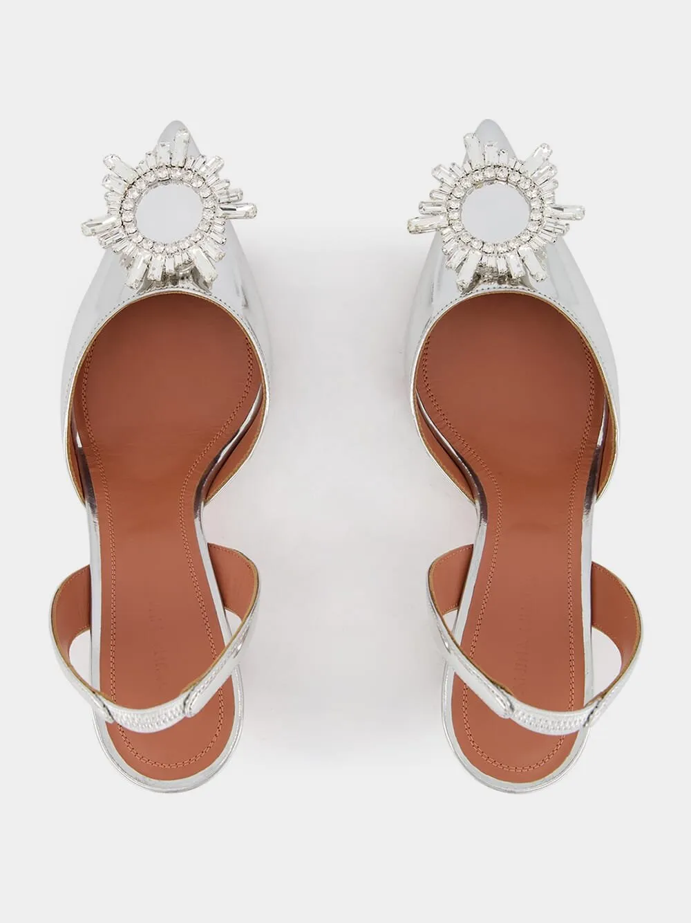 Begum Silver Mirror Slingbacks