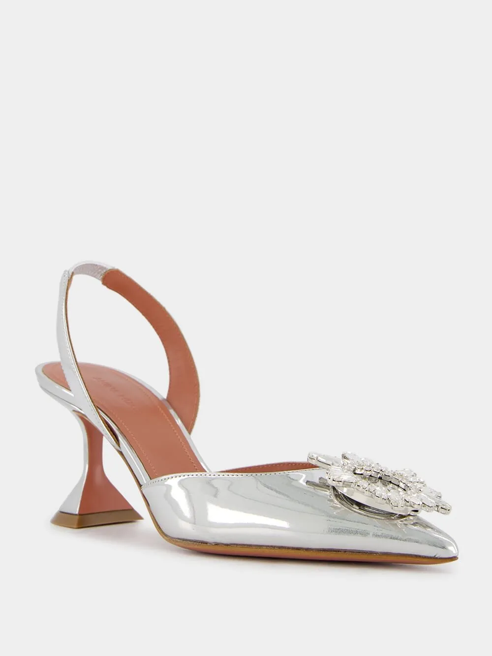 Begum Silver Mirror Slingbacks