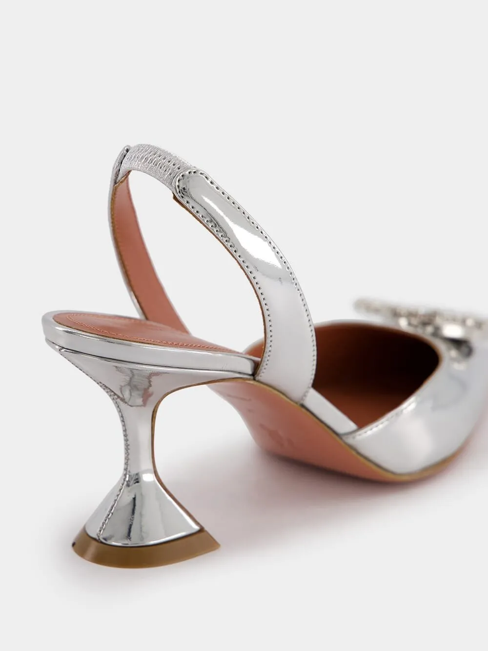 Begum Silver Mirror Slingbacks