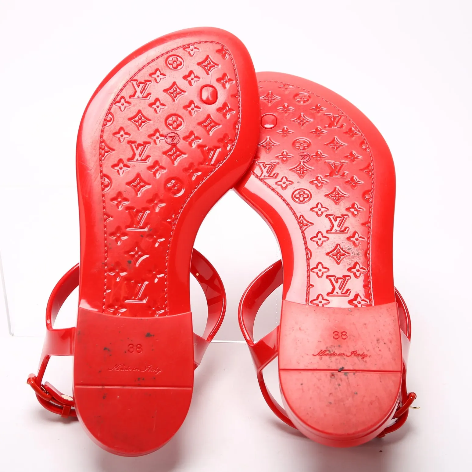 Bikini T-Strap Rubber Flat Sandals Size 38