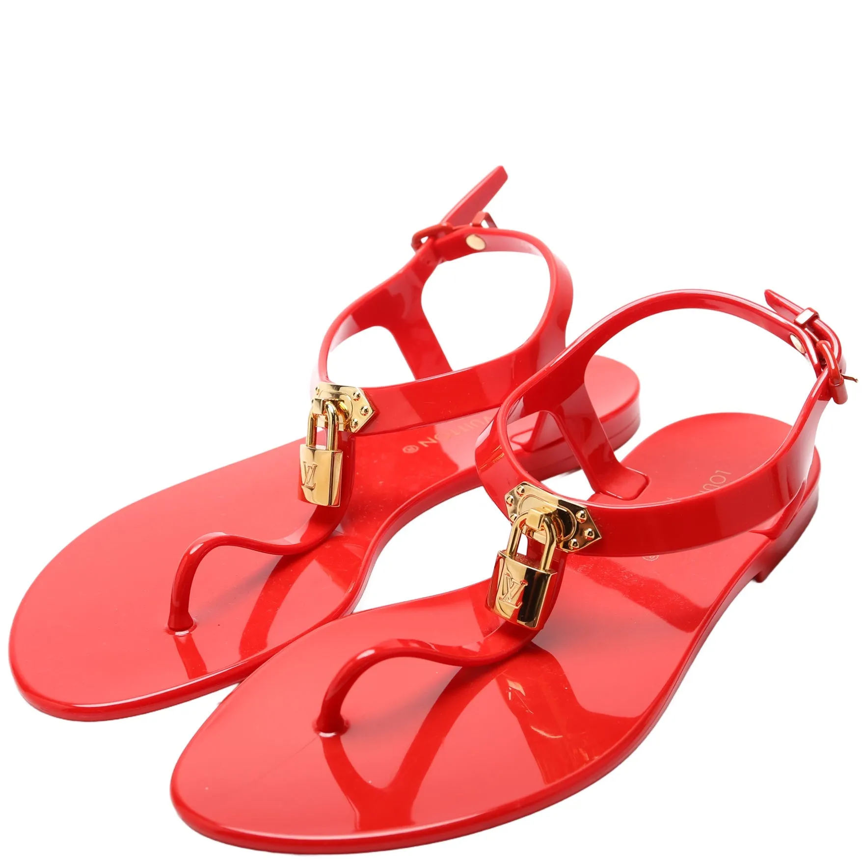 Bikini T-Strap Rubber Flat Sandals Size 38