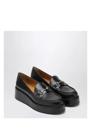 BLACK LOAFER WITH PLATFORM AND HORSEBITT