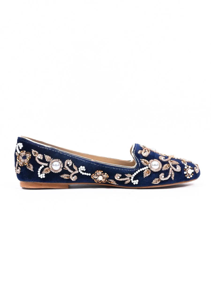 Blue Hand Crafted Fancy & Comfortable Pumps For Women's