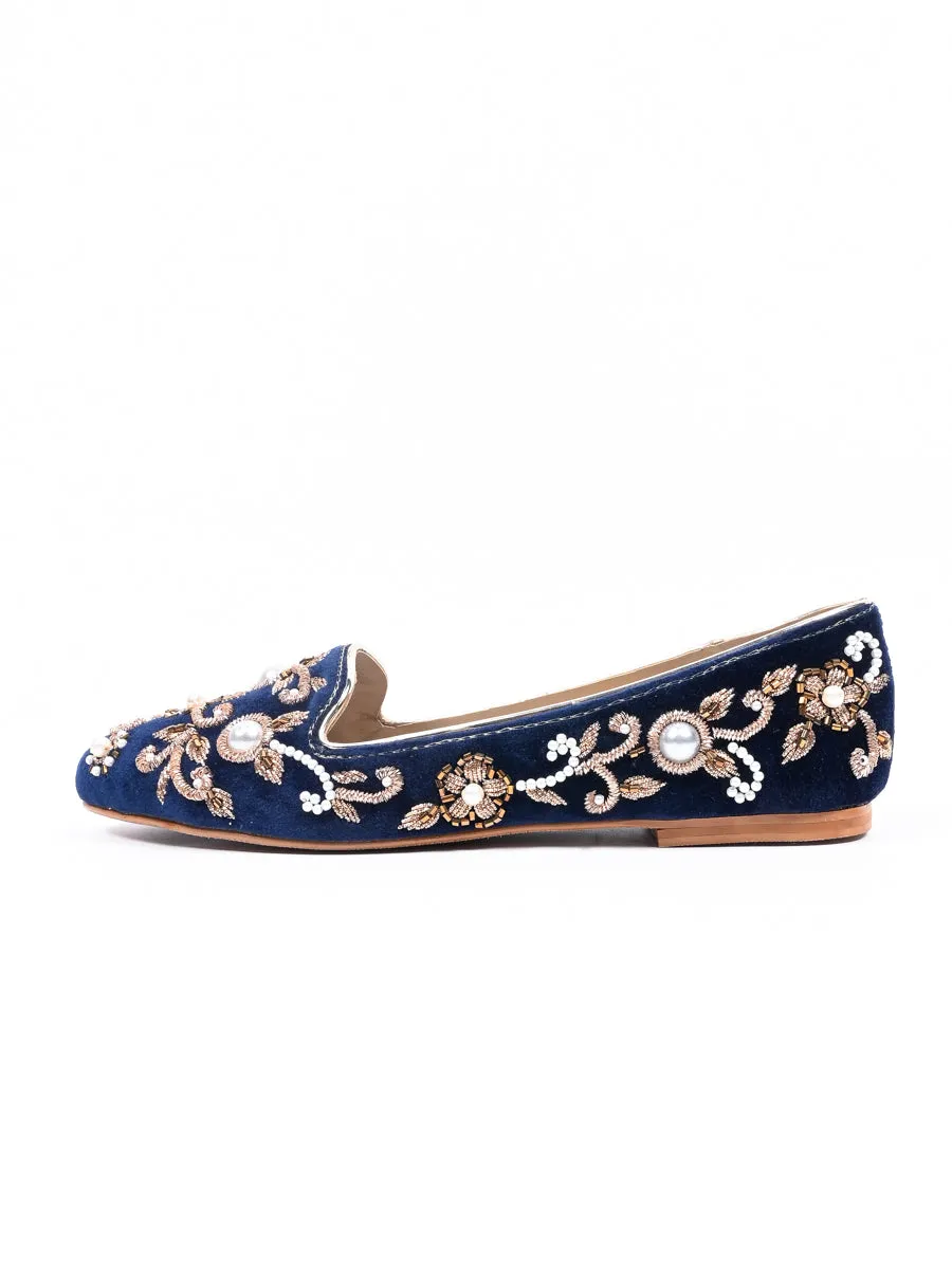 Blue Hand Crafted Fancy & Comfortable Pumps For Women's