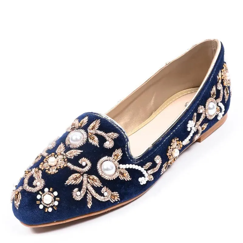 Blue Hand Crafted Fancy & Comfortable Pumps For Women's