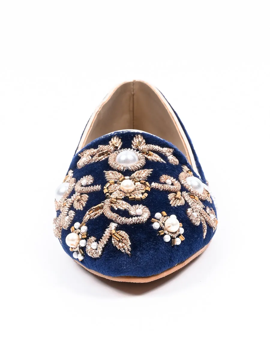 Blue Hand Crafted Fancy & Comfortable Pumps For Women's