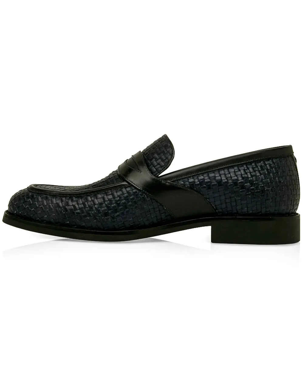 Blue Woven Monaco Leather Penny Loafer
