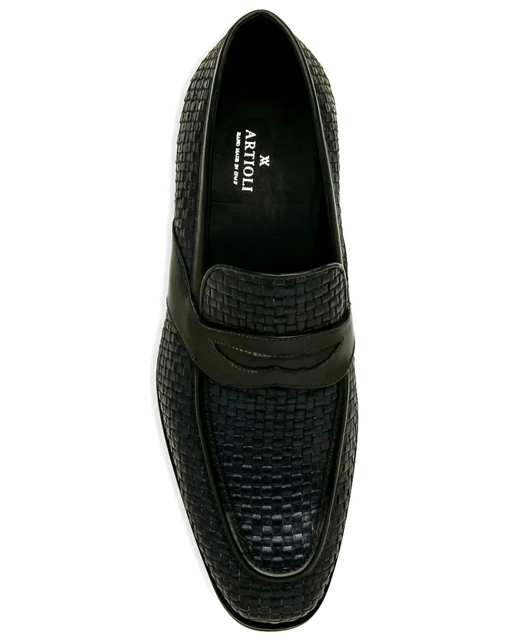 Blue Woven Monaco Leather Penny Loafer