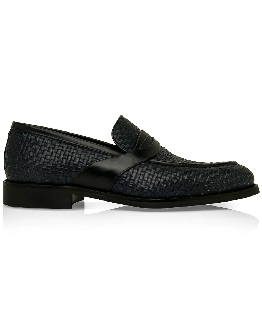 Blue Woven Monaco Leather Penny Loafer