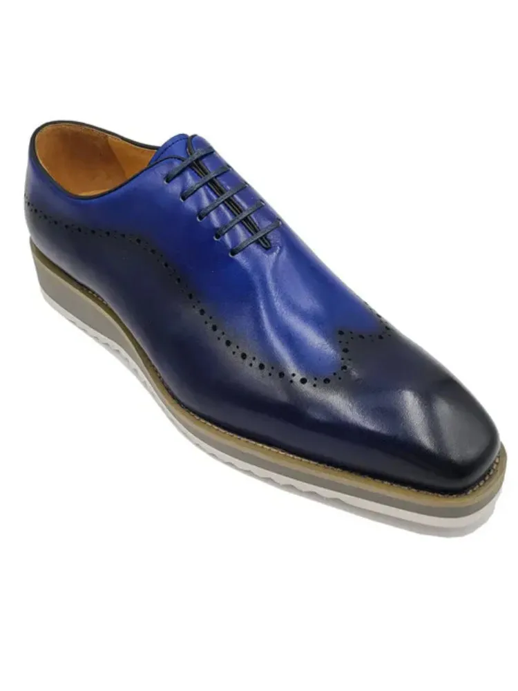 Carrucci Mens Black Grey Two Tone Lace-up Oxford Leather Dress Shoes