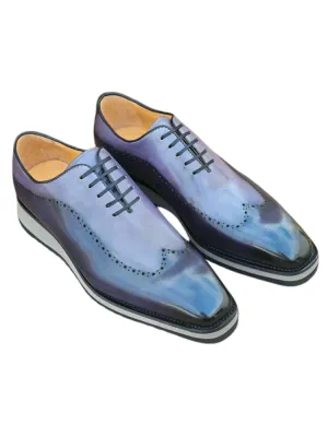 Carrucci Mens Black Grey Two Tone Lace-up Oxford Leather Dress Shoes