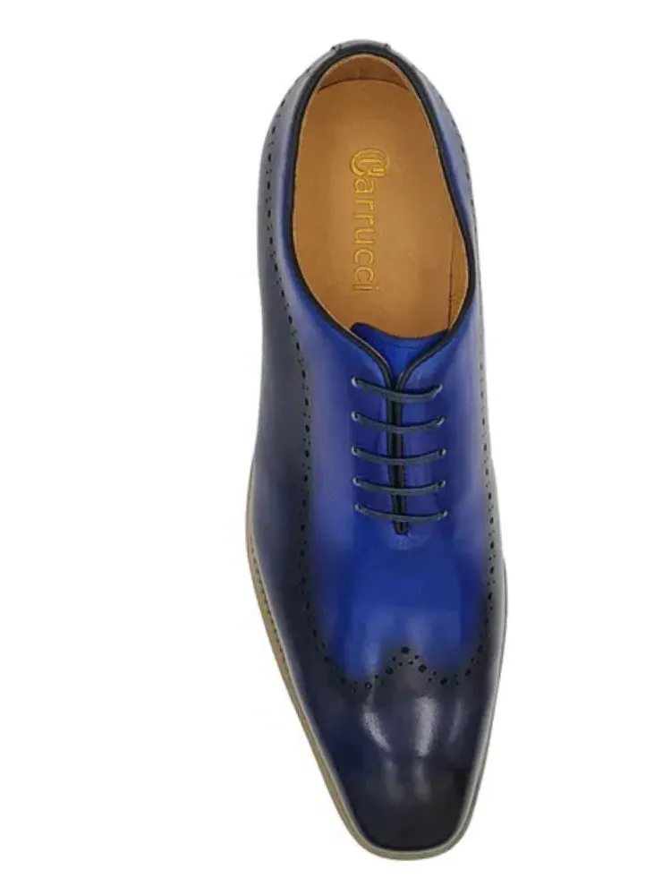 Carrucci Mens Black Grey Two Tone Lace-up Oxford Leather Dress Shoes