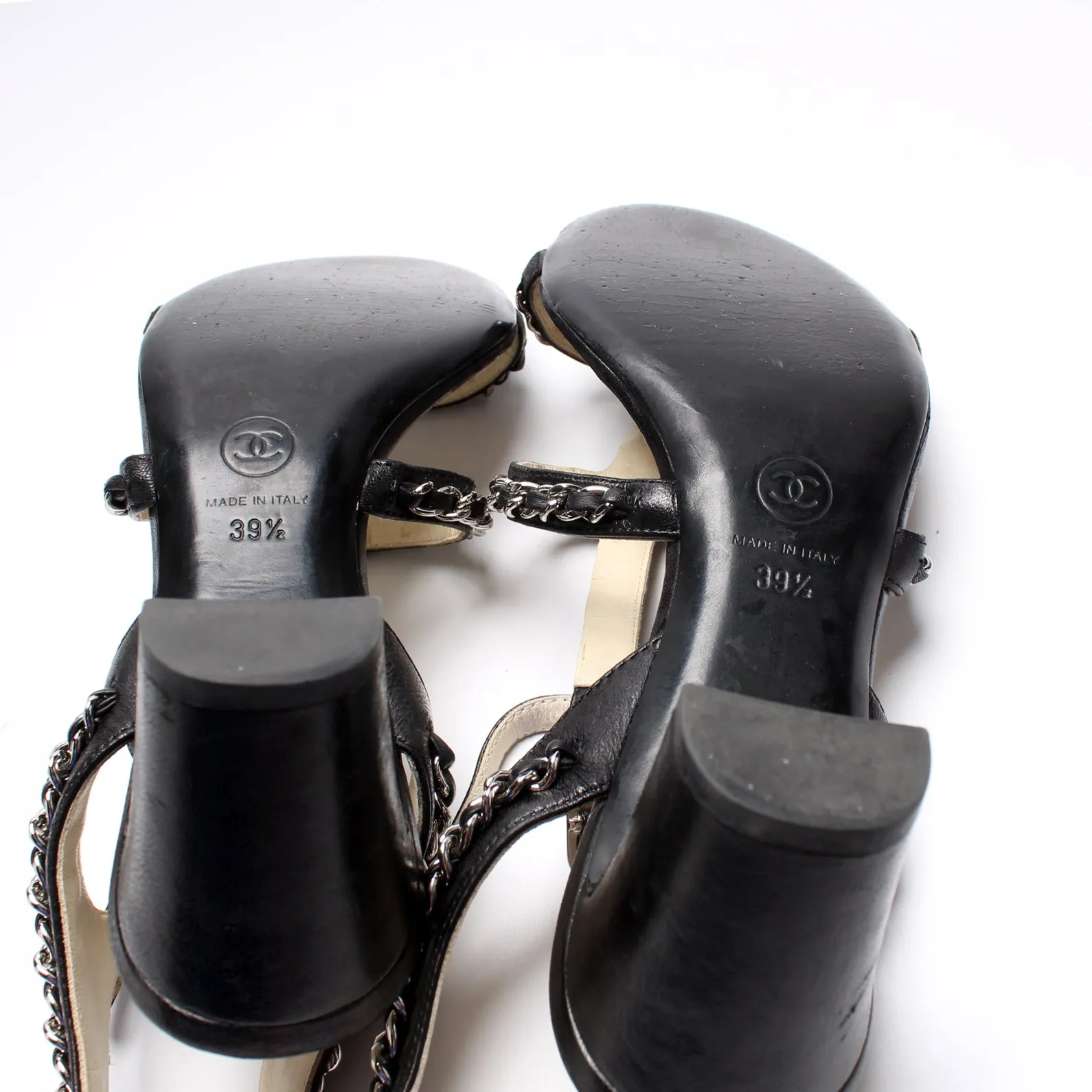 CC Chain Lambskin Sandals Size 39.5