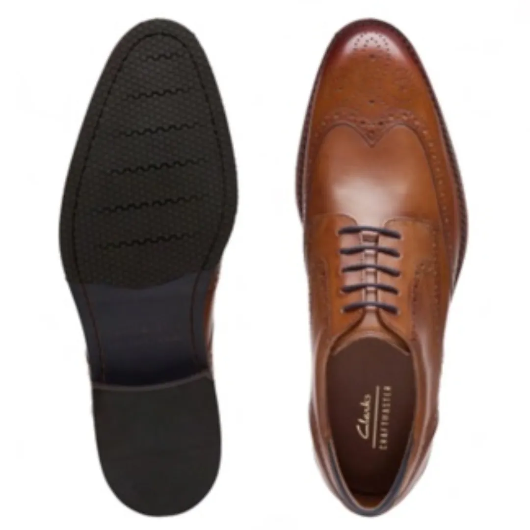 Clarks Tan Brogue Leather Shoes