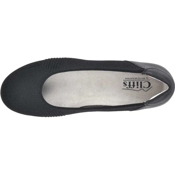 Cliffs by White Mountain Black Pavlina Comfort Knit Ballet Casual Fabric Flats
