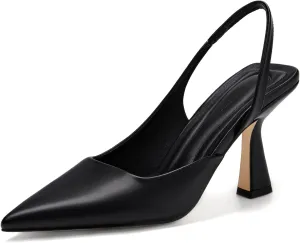 Coutgo Womens Slingback Stiletto High Heels Closed Pointed Toe Pumps DOrsay Sexy Office Dress Shoes