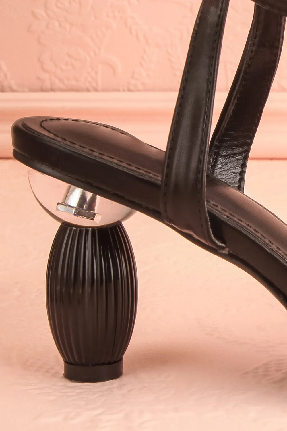 Derella Black | Faux Leather Heeled Sandals