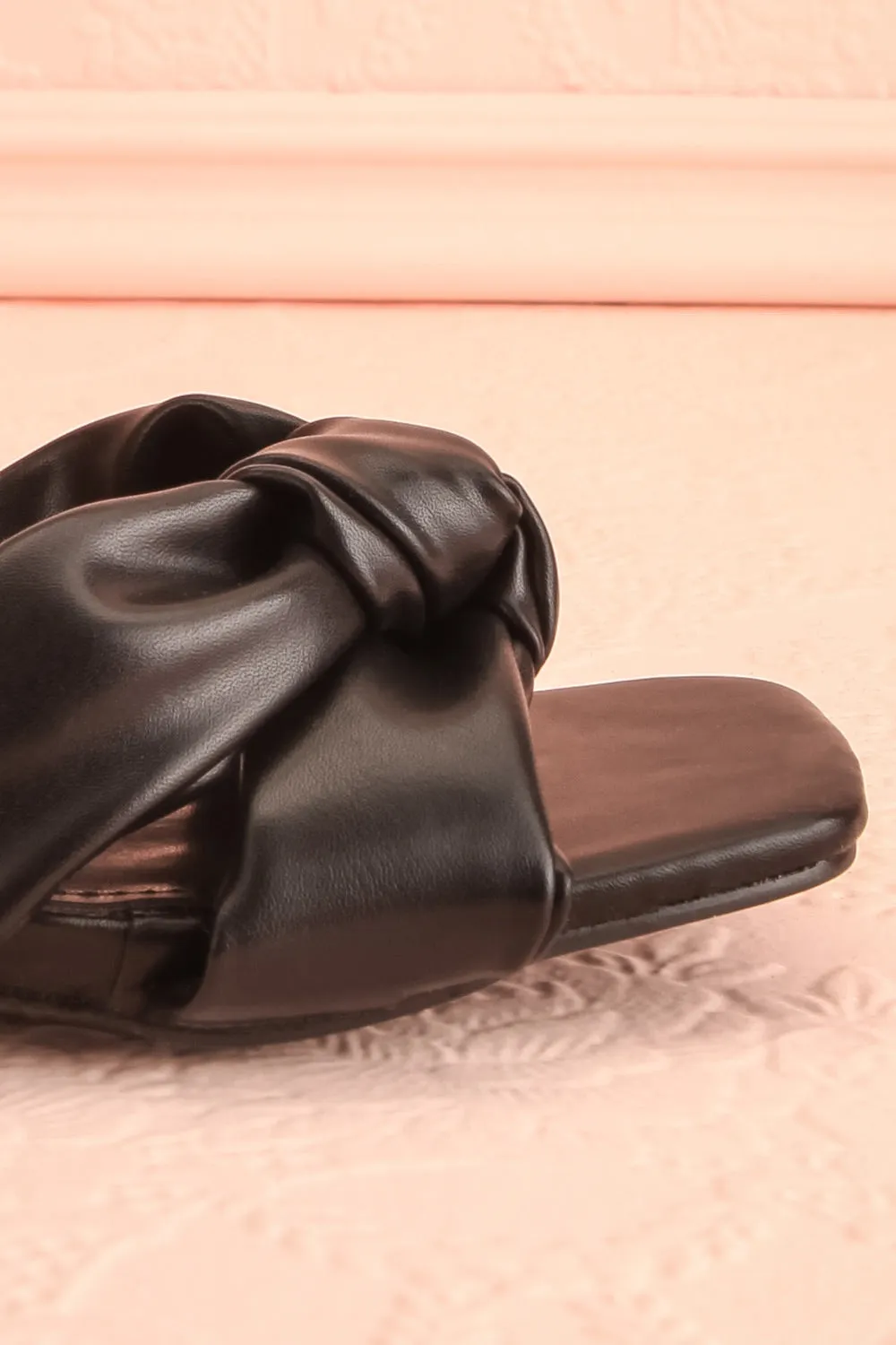 Derella Black | Faux Leather Heeled Sandals
