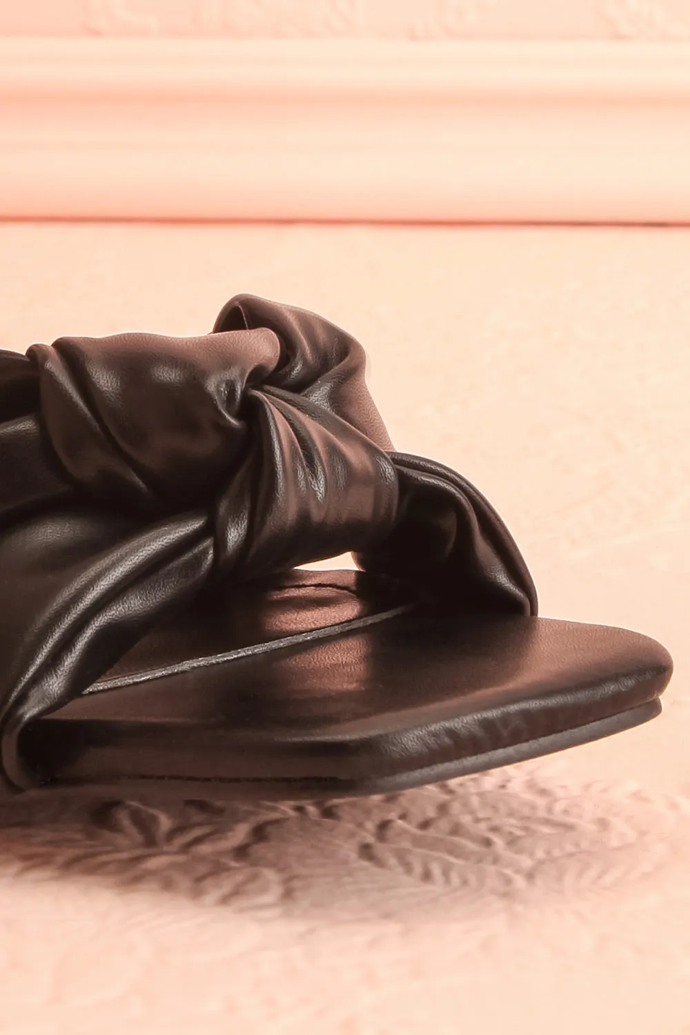 Derella Black | Faux Leather Heeled Sandals