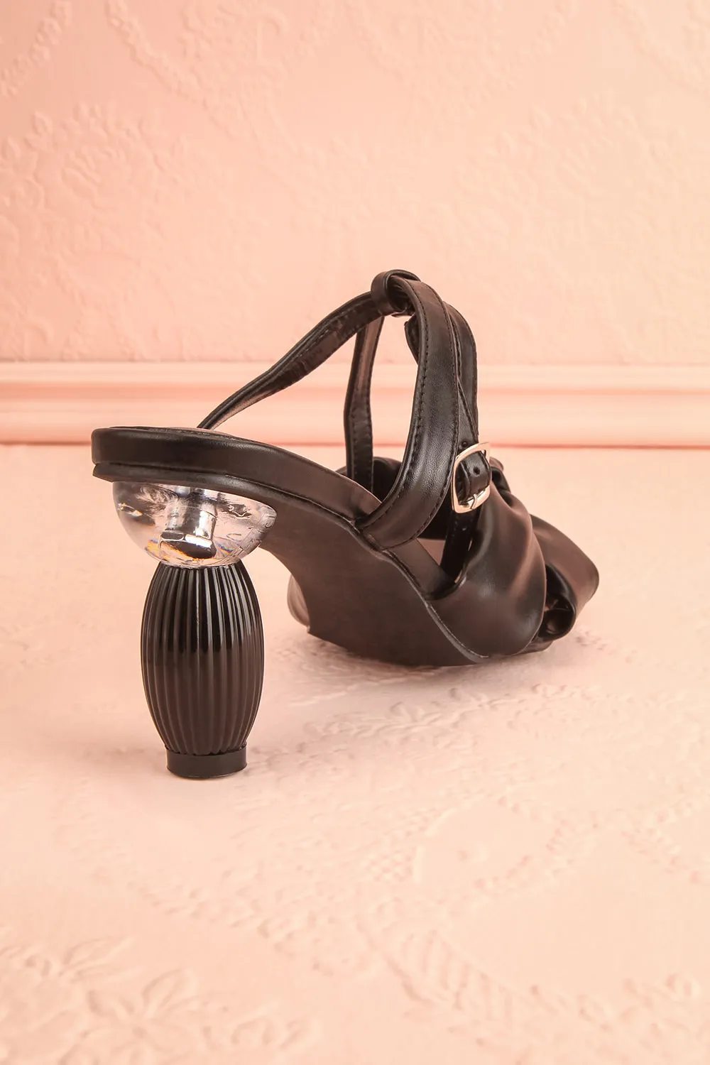 Derella Black | Faux Leather Heeled Sandals