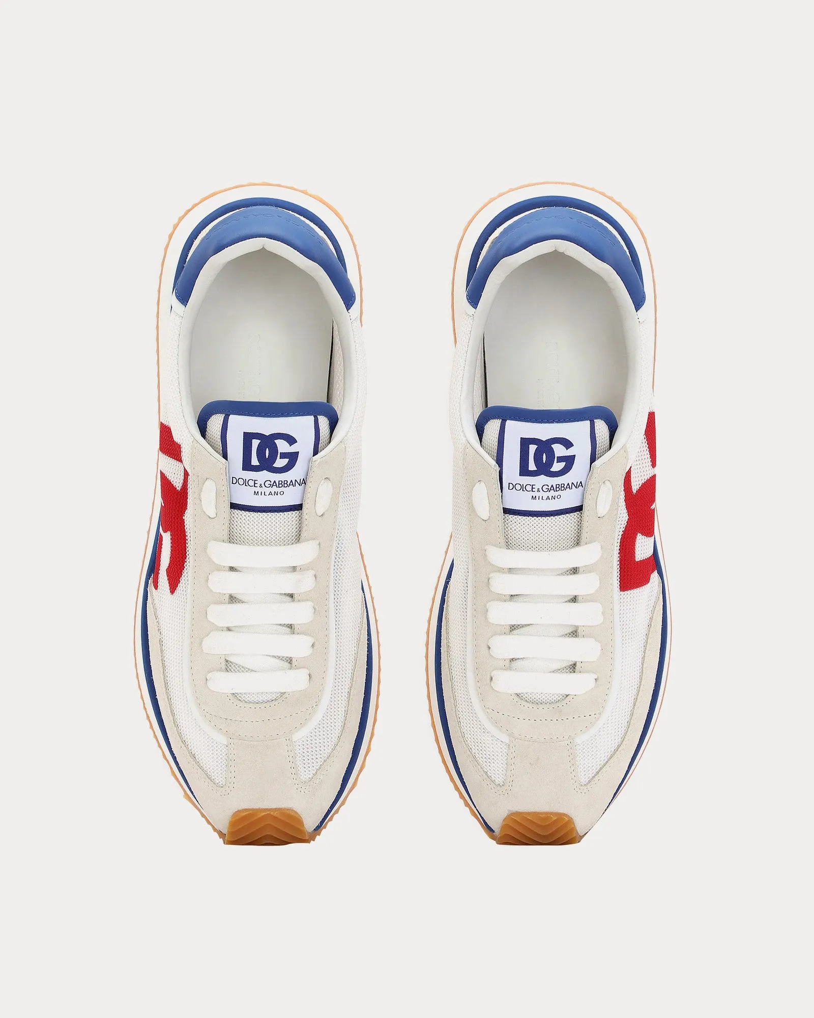 DG Cushion Mixed Material White / Red / Blue Low Top Sneakers