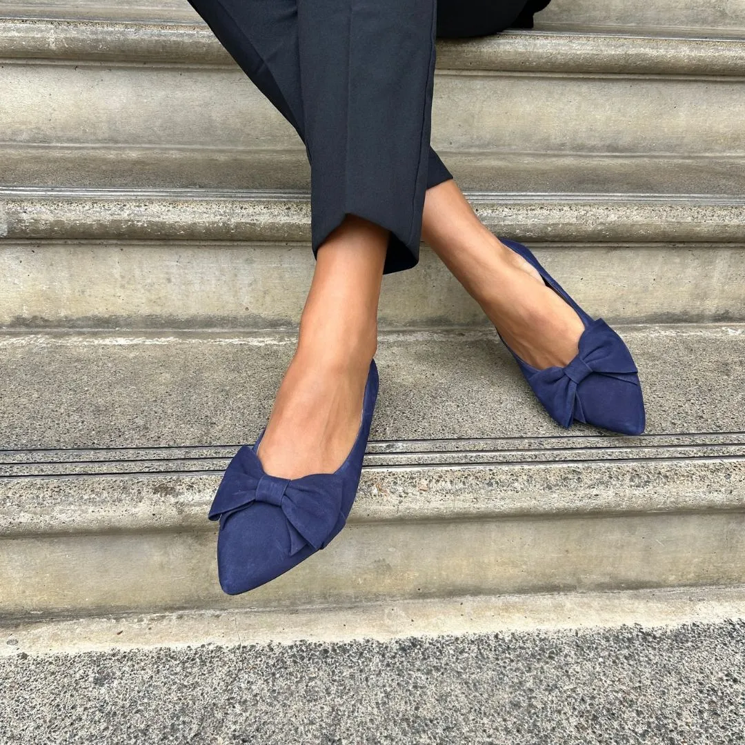 Dionne Extra Wide Width Flats - Navy Suede