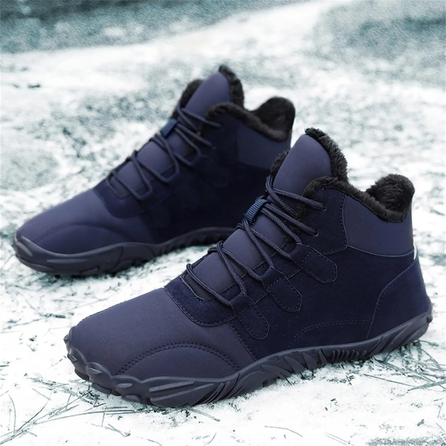 Fuzzy Non Slip Winter Boots for Women Botas Altas Para El Invierno De Mujer Women Snow Boots Waterproof Womens Barefoot Boots Womens Mid Calf Fur Lined Bow Winter Snow Boots