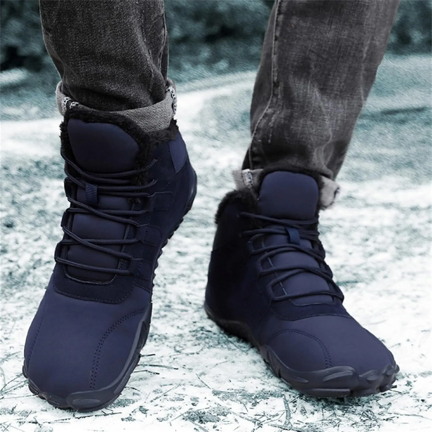 Fuzzy Non Slip Winter Boots for Women Botas Altas Para El Invierno De Mujer Women Snow Boots Waterproof Womens Barefoot Boots Womens Mid Calf Fur Lined Bow Winter Snow Boots