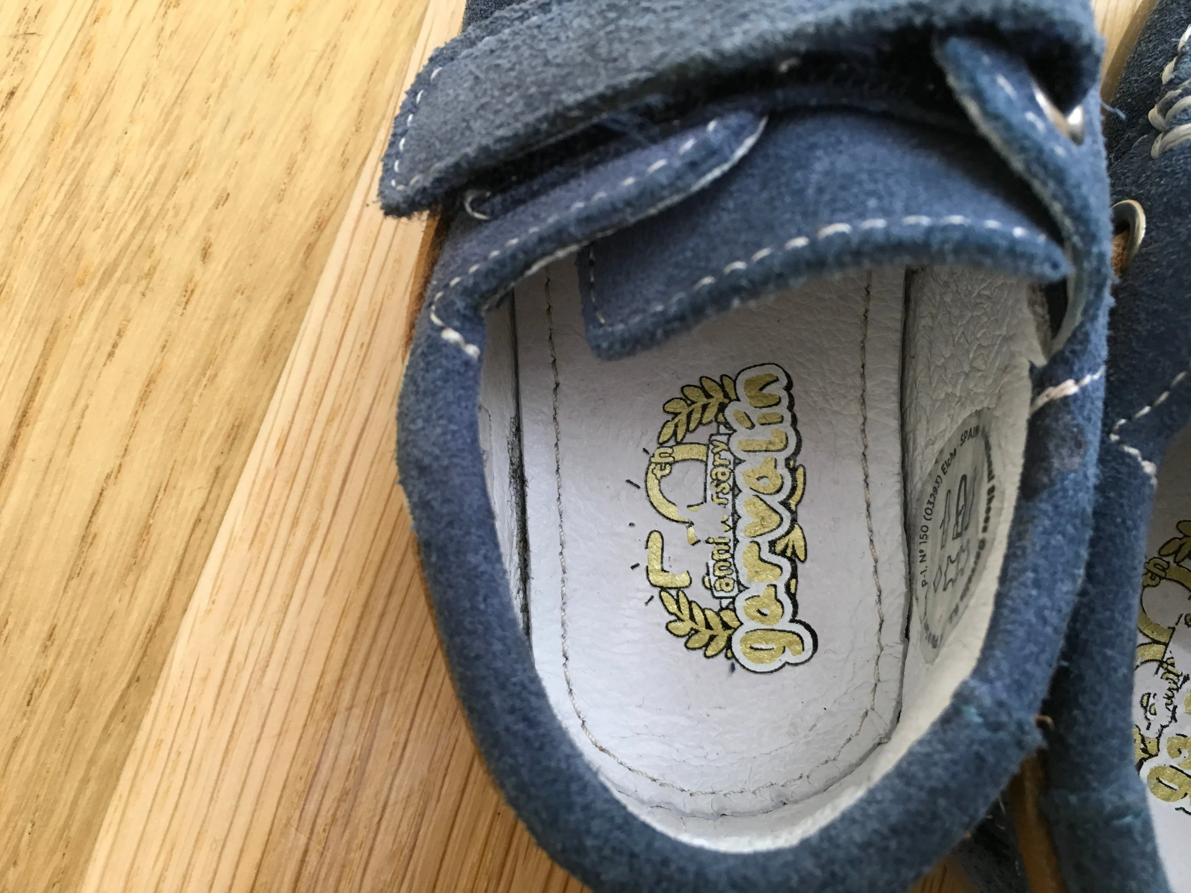 GARVALIN 50 aniversario Boys Shoe Navy Blue Suede Leather Size 20 Children