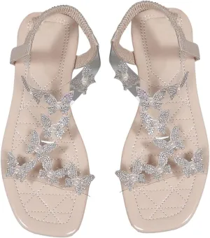 GORGLITTER Women's Clear Butterfly Ankle Strap Sandals Dressy Cute Strappy Wedding Vacation Bridal Flats Sandal 2025 GORGLITTER Women's Clear Butterfly Ankle Strap Sandals Dressy Cute Strappy Wedding Vacation Bridal Flats Sandal 2025