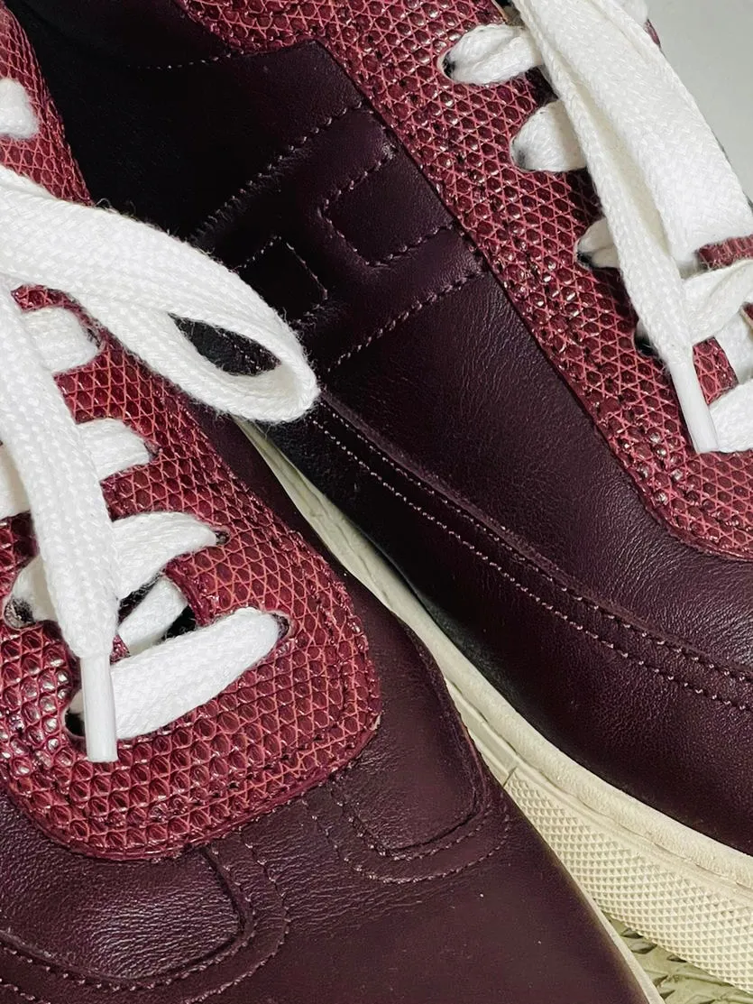 Hermes Leather & Lizard Skin 'H' Sneakers. Size 40