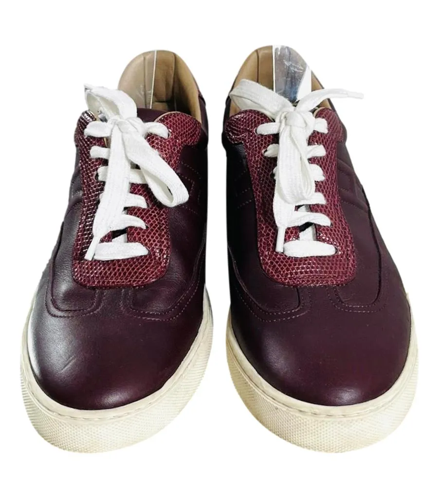 Hermes Leather & Lizard Skin 'H' Sneakers. Size 40