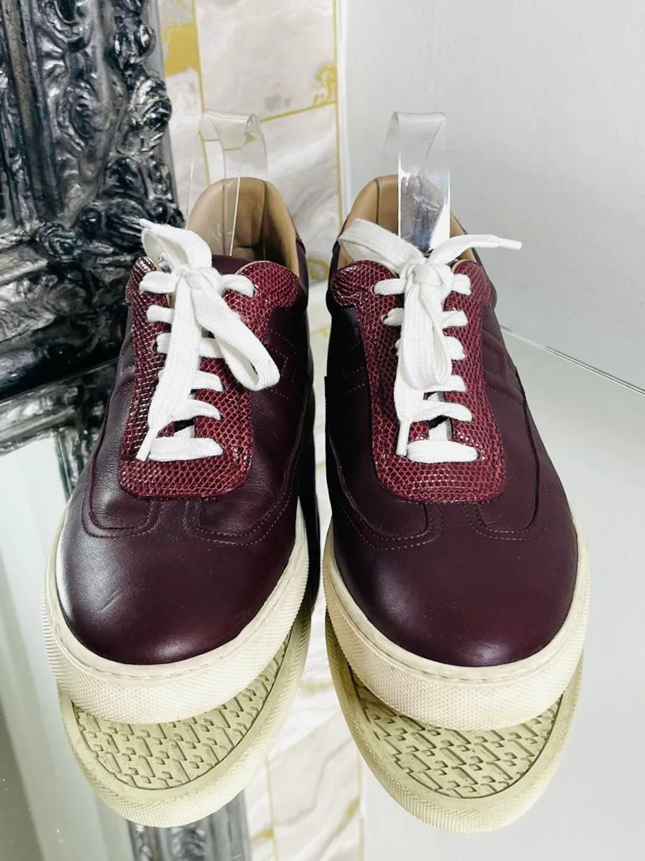 Hermes Leather & Lizard Skin 'H' Sneakers. Size 40