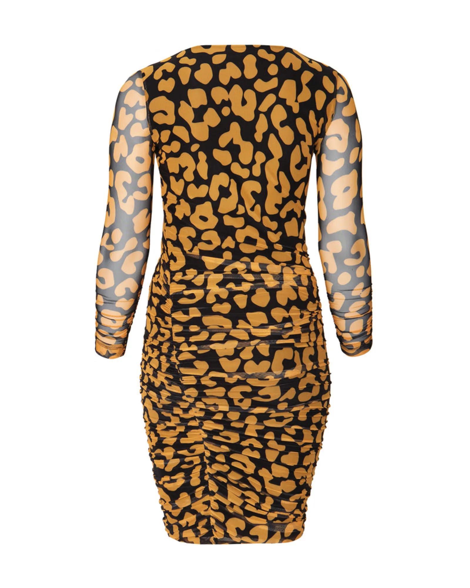 Iris Mesh Ruched Bodycon Dress | Yellow