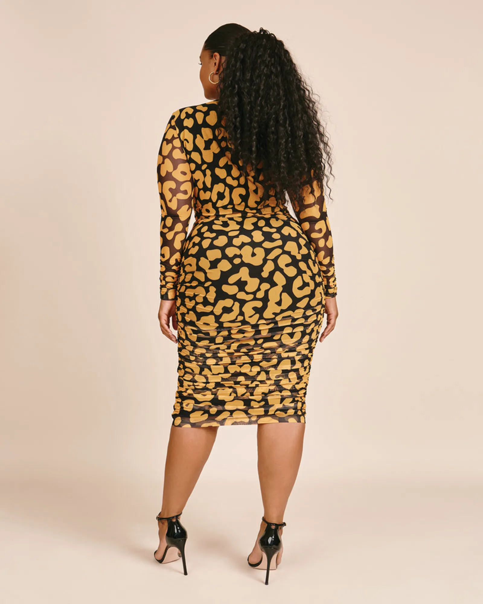 Iris Mesh Ruched Bodycon Dress | Yellow