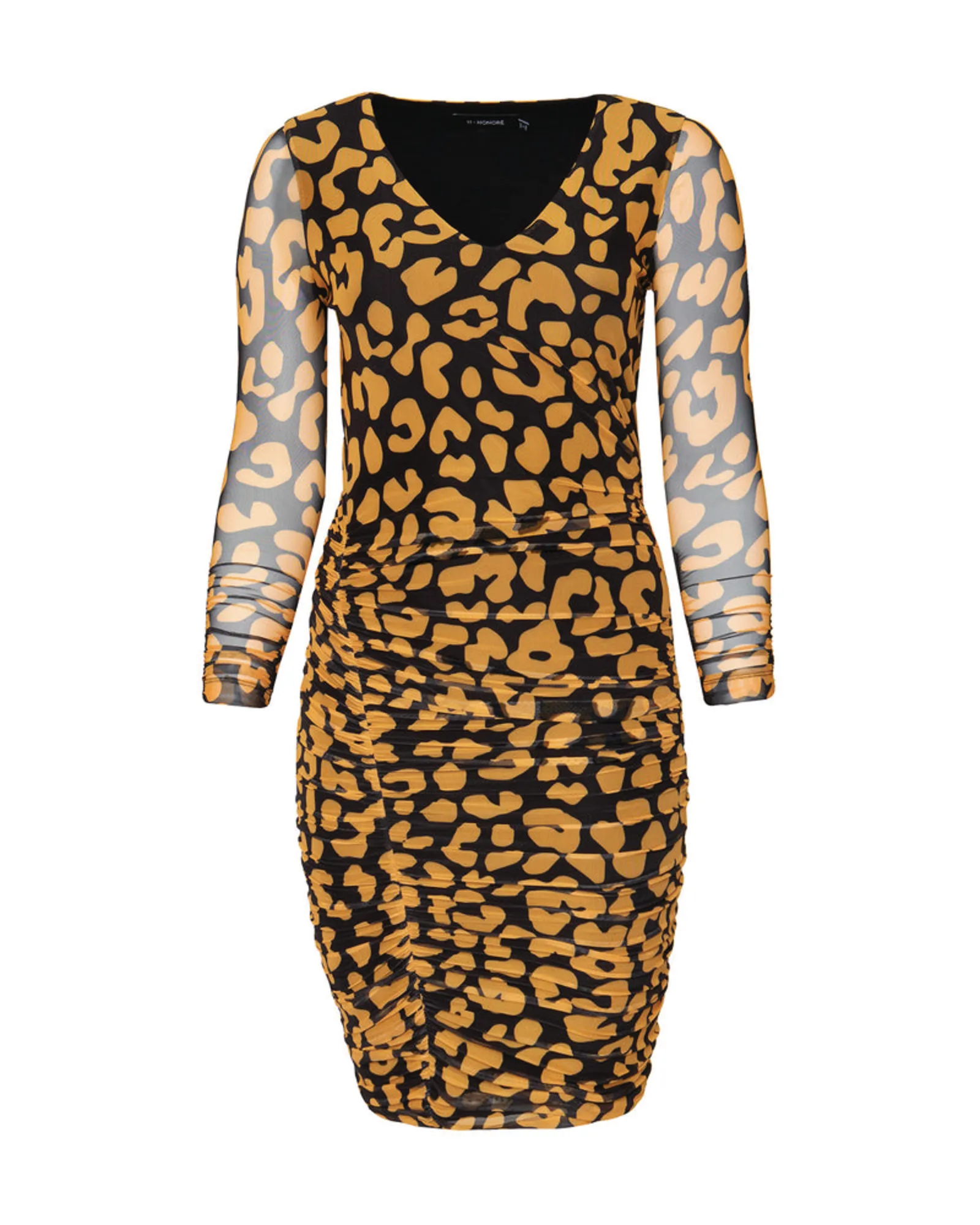 Iris Mesh Ruched Bodycon Dress | Yellow