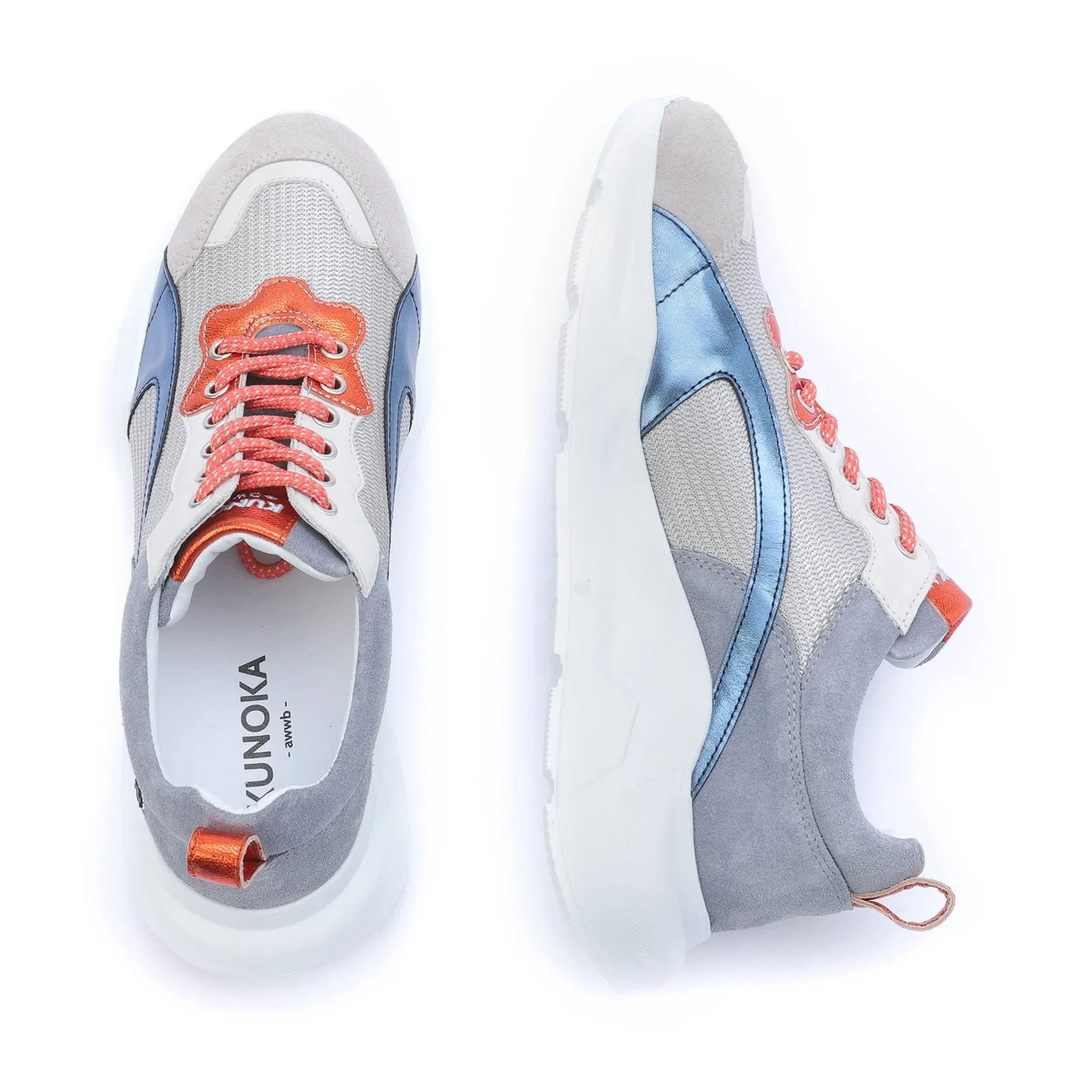IZZI platform sneaker - grey and orange