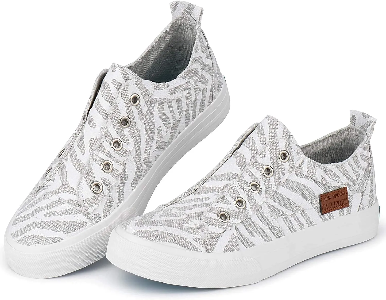 JENN ARDOR Womens Slip On Fashion Sneakers No Laces Comfortable Casual Low Canvas Sneakers Flats Walking Shoes