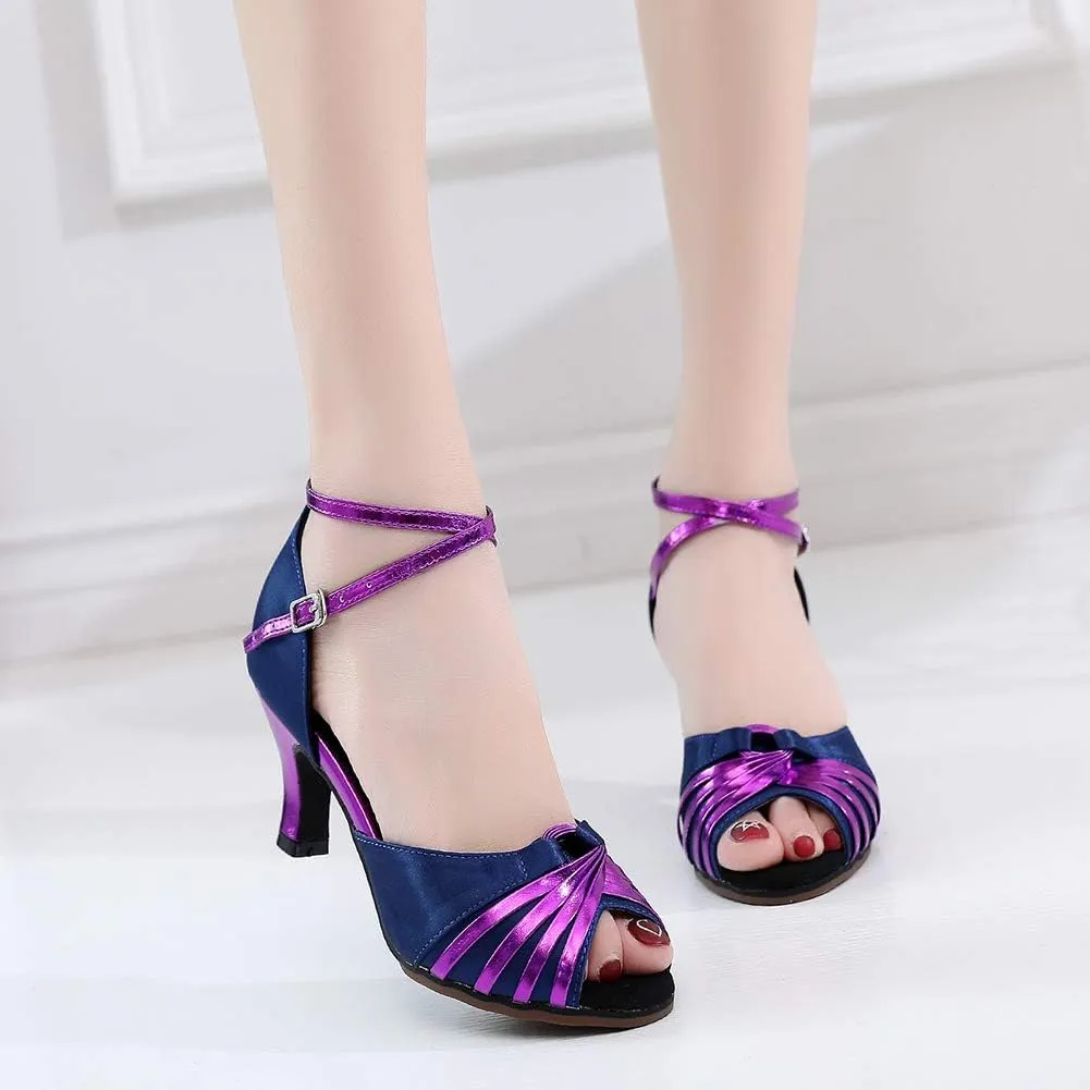 JUODVMP Women's Ballroom Latin Modern Dance Shoes Salsa Performance Wedding Party Tango Dancing Shoes,Model QJW5002