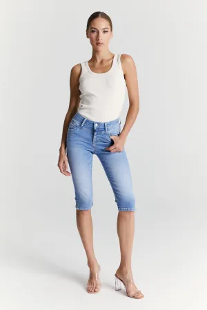 Karen - Skinny Capri Jeans - Light Blue