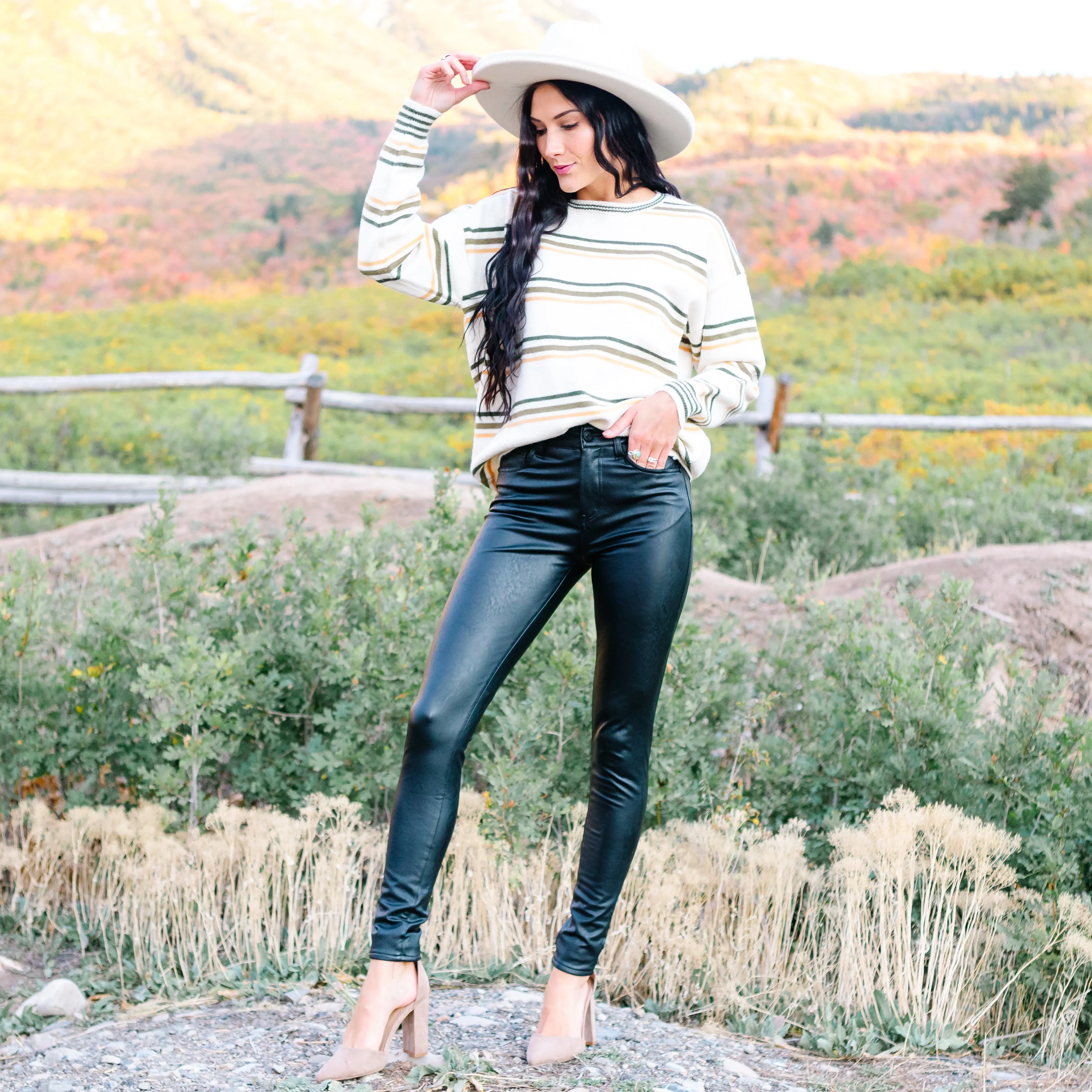 Lennon Faux Leather Jeans by Kancan