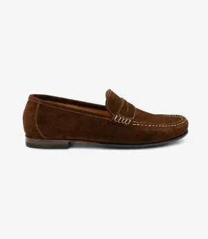 LOAKE JEFFERSON BROWN SUEDE LOAFER RUBBER SOLE F-MEDIUM